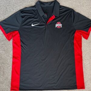 Nike dry fit Ohio State Men's Polo Shirt in Black and Red. EUC. Size XL